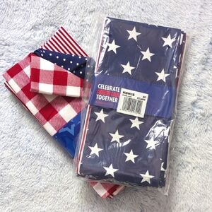NWT Set Of 8 Fabric Napkins Celebrate Americana Together Kohl's Stars Gingham